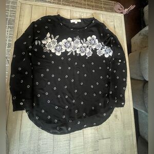 LOFT Black Floral Woman''s Blouse‎ size SP